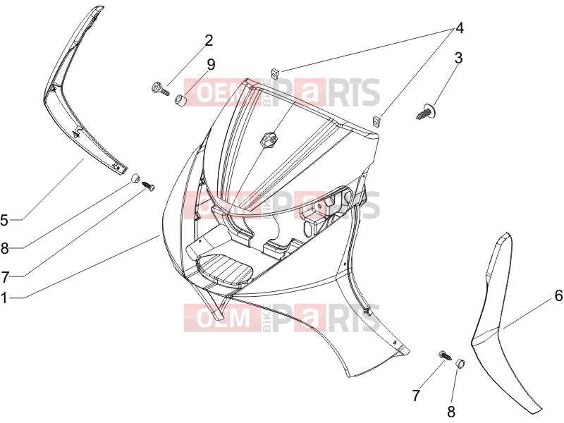 Frame - Plastic parts - Coachwork » Front shield - Piaggio Beverly 125 2008