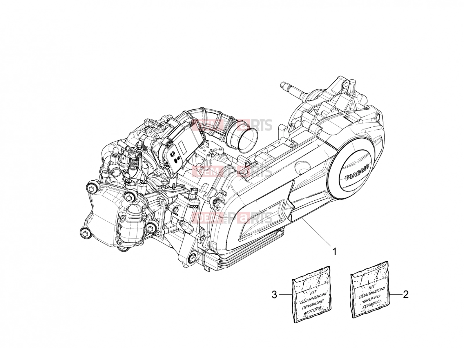 Engine » Engine, assembly - Piaggio Beverly 300 ie ABS 2019
