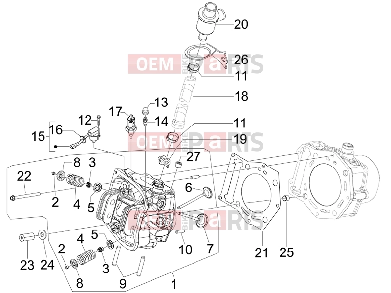 Engine » Head unit - Valve - Piaggio Beverly 400 ie 2006