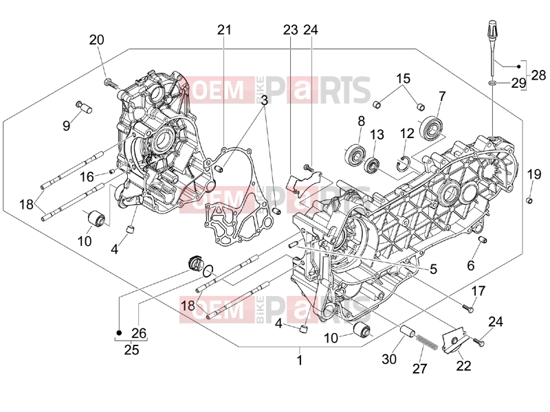 Engine » Crankcase - Piaggio BV 250 (U.S.A.) 2006