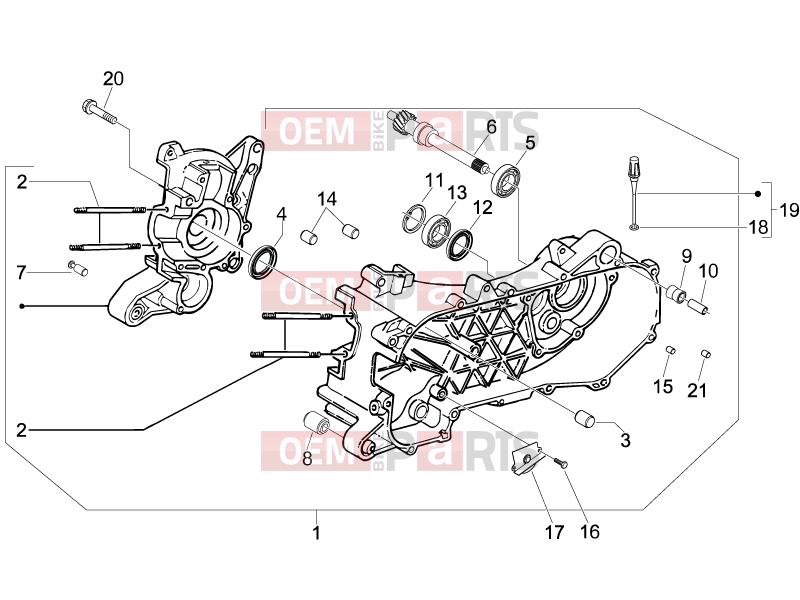 Engine » Crankcase - Piaggio Fly 100 2009