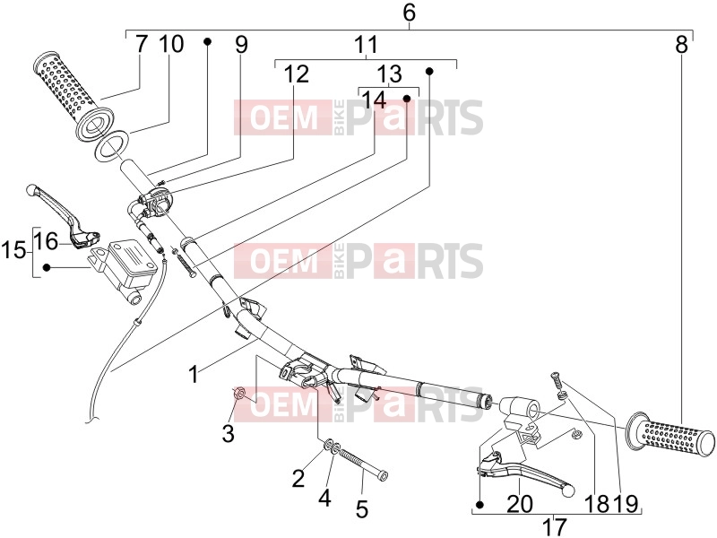 Handlebars/Steering » Handlebars - Master cil. - Piaggio Fly 100 2011