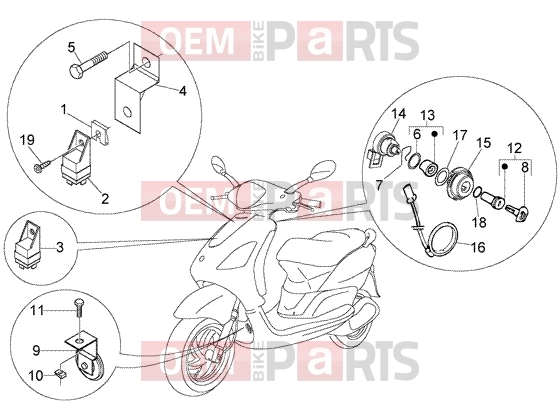 Electrical system » Electrical device - Piaggio Fly 150 (U.S.A.)