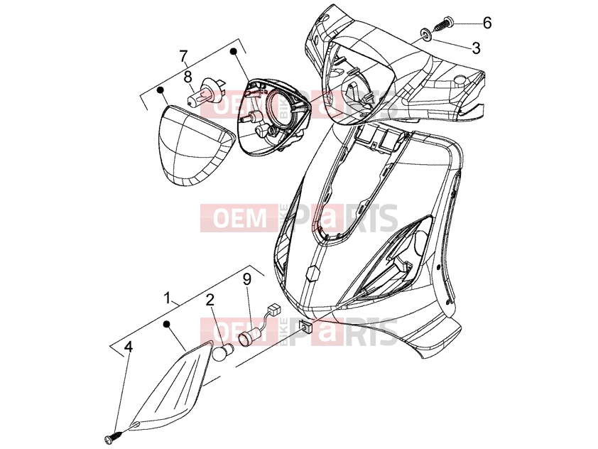 Electrical system » Front lights - Piaggio Fly 150 (U.S.A.)