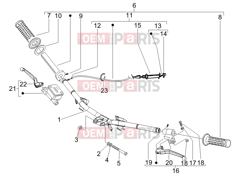 Handlebars/Steering » Handlebars - Master cil. - Piaggio Fly 50 2T 2012