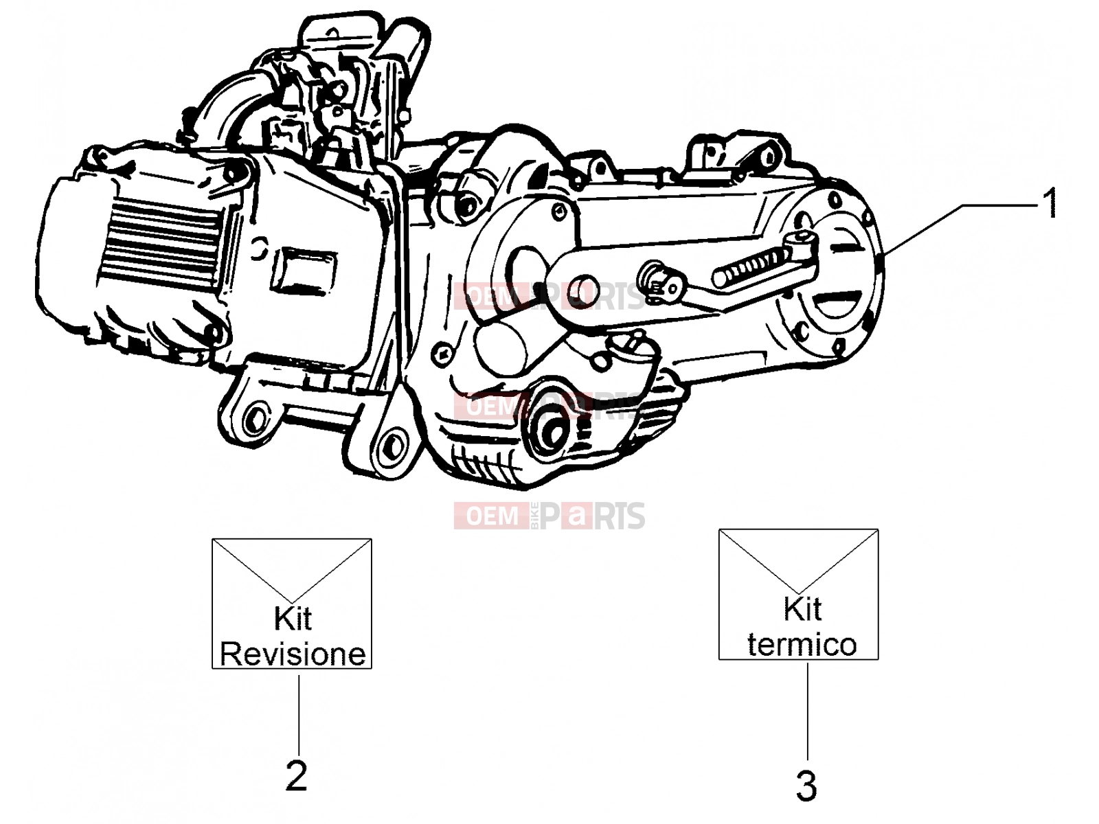 Engine » Engine, assembly - Piaggio Fly 50 4T 2V 2018