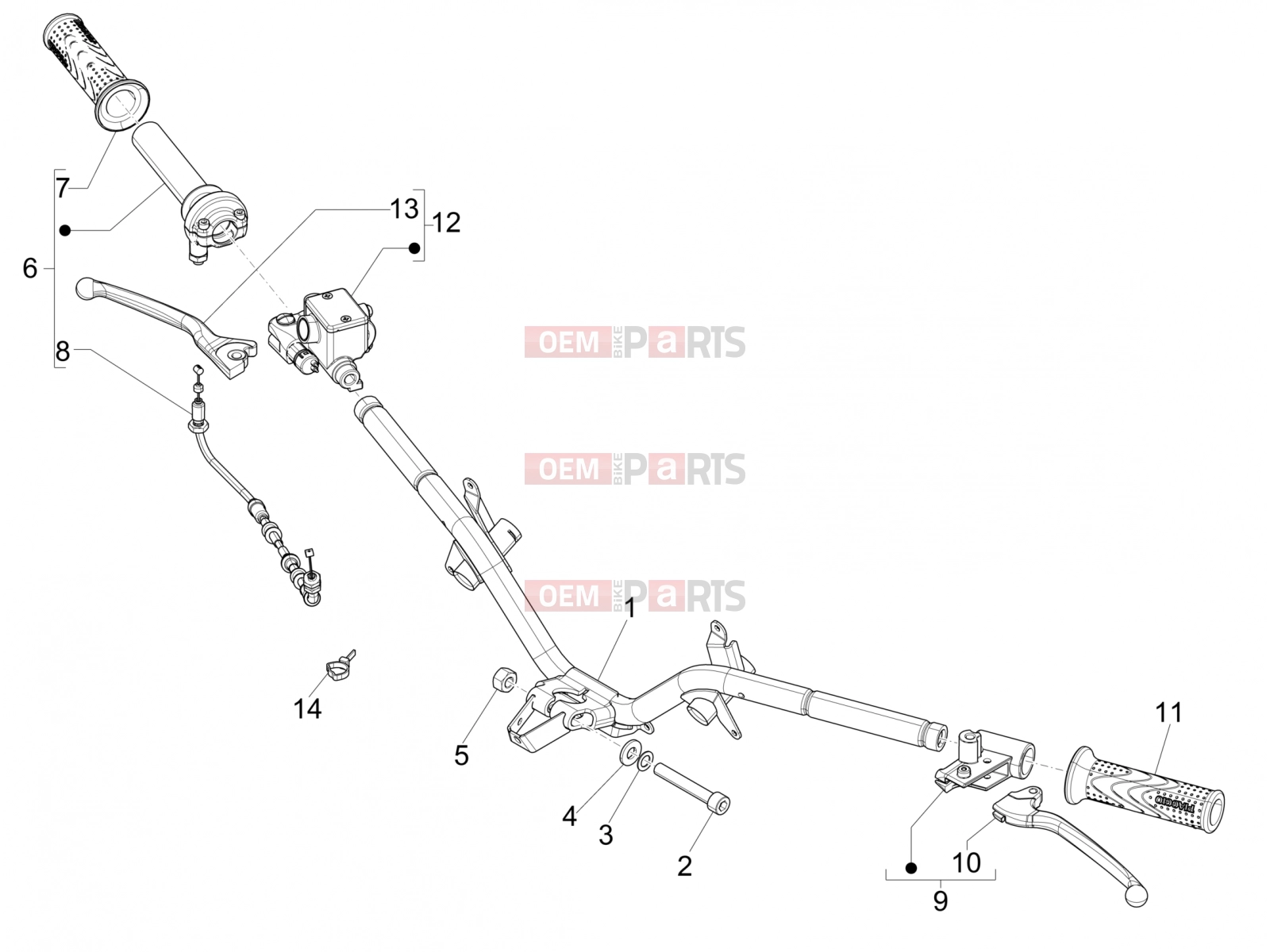 Handlebars/Steering » Handlebars - Master cil. - Piaggio Fly 50 4T 2V 2018