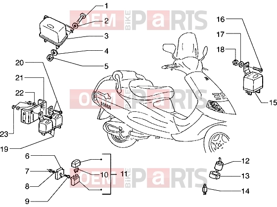 Electrical system » Electrical devices - Piaggio Hexagon 150