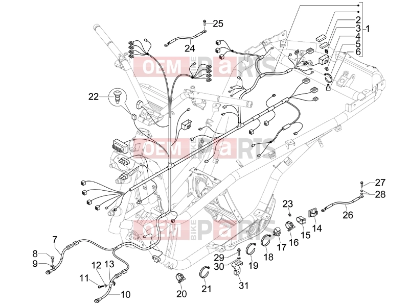 Electrical system » Main cable harness - Piaggio MP3 250 ie LT 2008