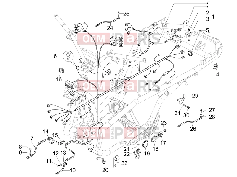 Electrical system » Main cable harness - Piaggio MP3 400 ie 2010