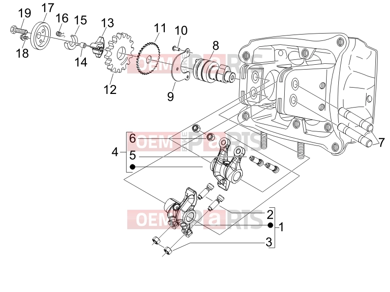 PIAGGIO MP3 500 (USA) Engine » Rocking levers support unit