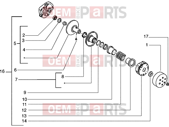 Engine » Driven pulley - Piaggio Typhoon 50 X 2T