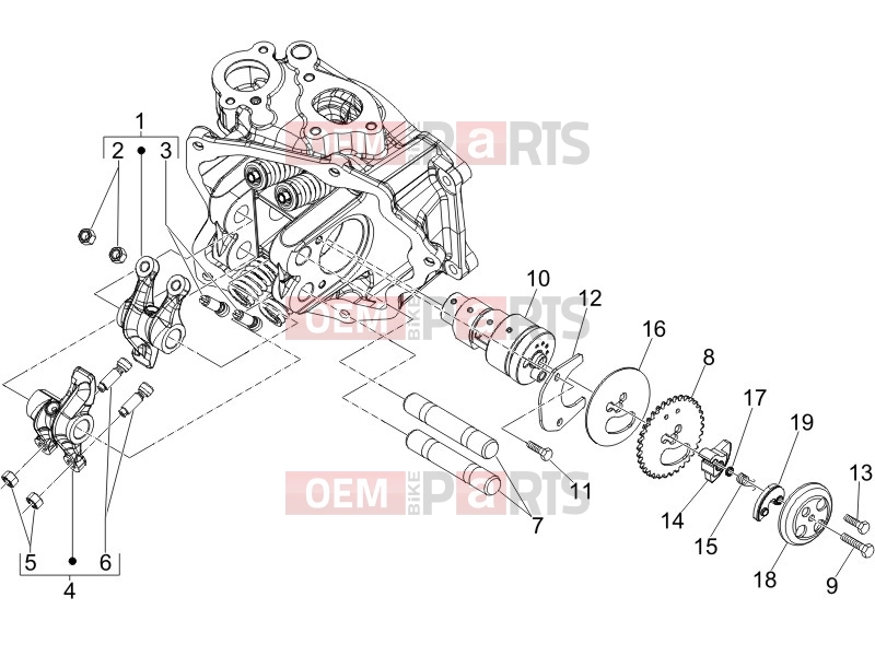 Engine » Rocking levers support unit - Piaggio X8 200 2005