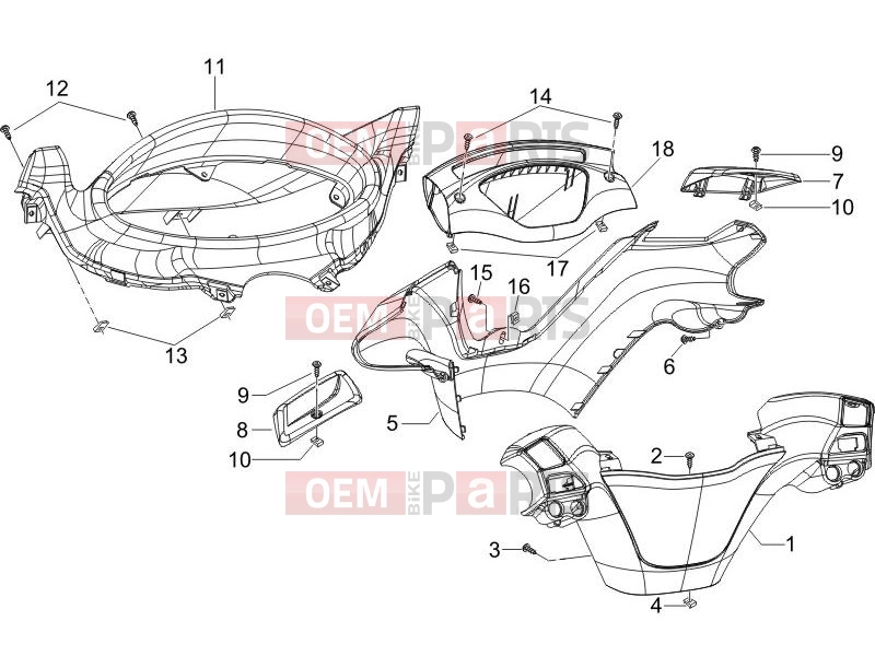 Handlebars/Steering » Handlebars coverages - Piaggio X9 125 Evolution 2007