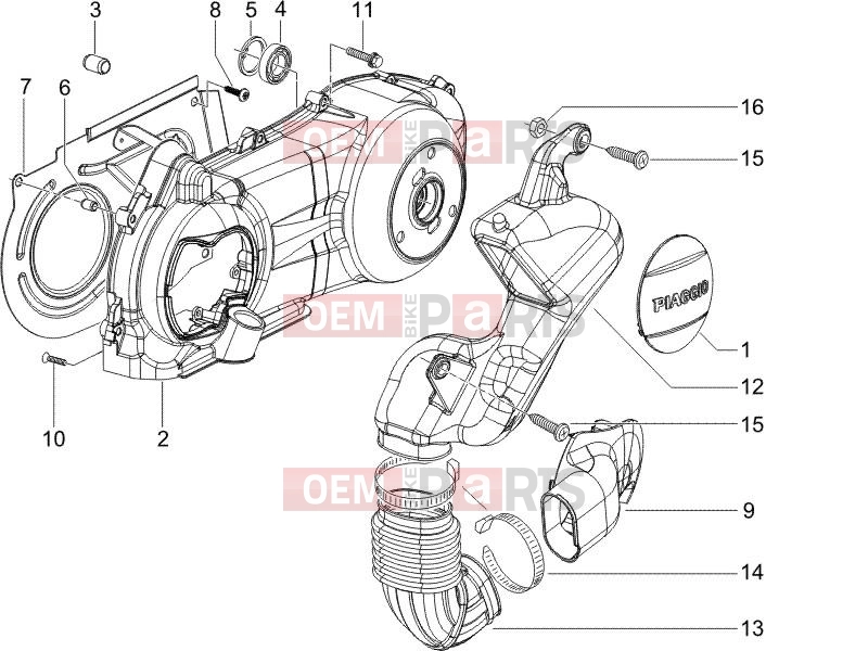 PIAGGIO X9 250 Evolution Engine » Crankcase cover - Crankcase cooling