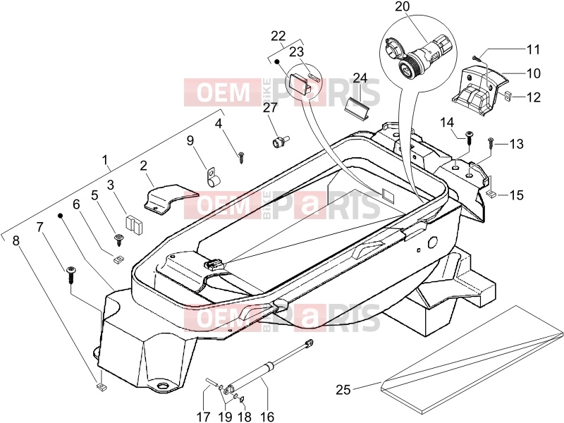Frame - Plastic parts - Coachwork » Helmet huosing - Undersaddle - Piaggio X9 250 Evolution 2006