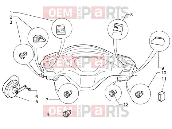 Electrical system » Electrical devices-electric horn - Piaggio X9 500 Evolution ABS