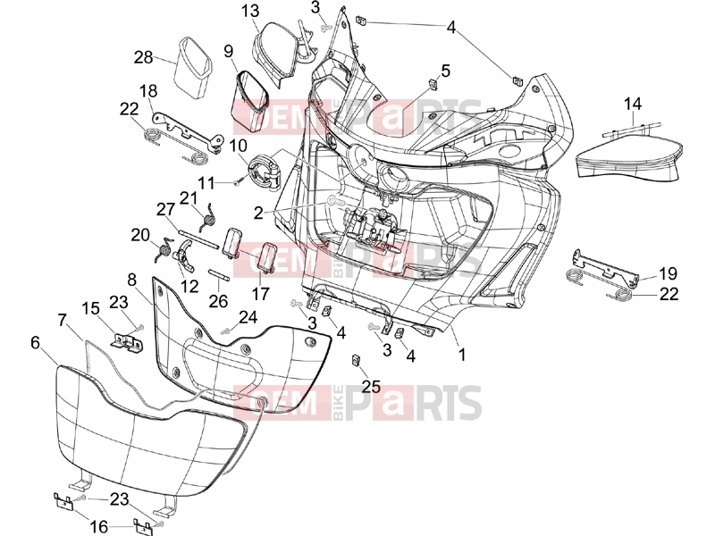 Frame - Plastic parts - Coachwork » Front glove-box - Knee-guard panel - Piaggio X9 500 Evolution ABS 2006