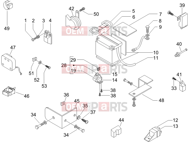 PIAGGIO X9 500 Evolution Electrical system » Remote control switches - Battery - Horn