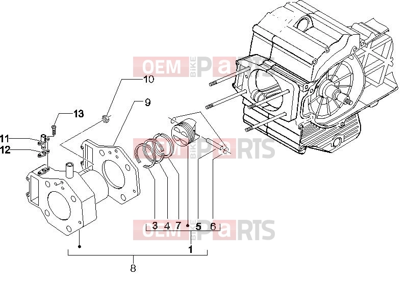 Engine » Cylinder-piston-wrist pin unit - Piaggio X9 500 Evolution (USA) 2006