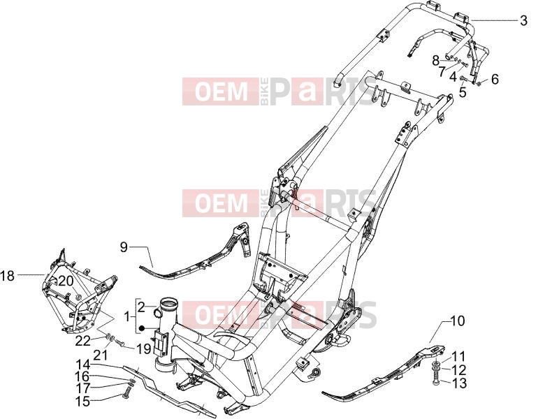 Frame - Plastic parts - Coachwork » Frame/bodywork - Piaggio X9 500 Evolution (USA) 2007