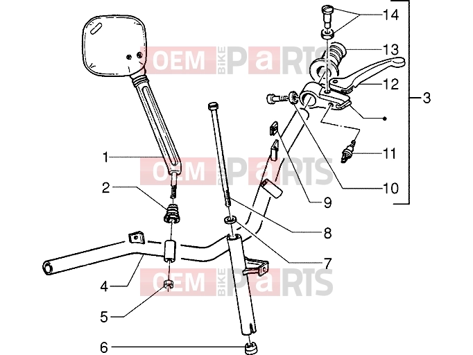Handlebars » Handlebars component parts - Piaggio Zip 50