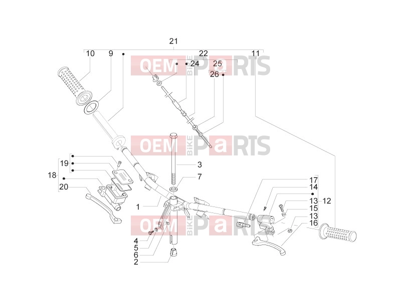 Handlebars/Steering » Handlebars - Master cil. - Piaggio Zip 50 2T 2015