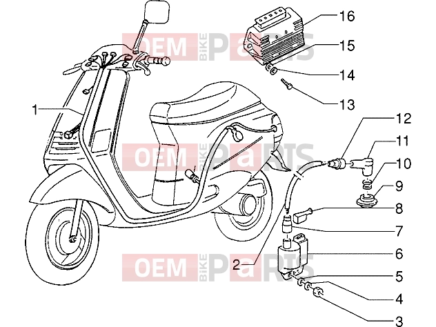 Electrical system » Electrical devices - Piaggio Zip 50 MY95