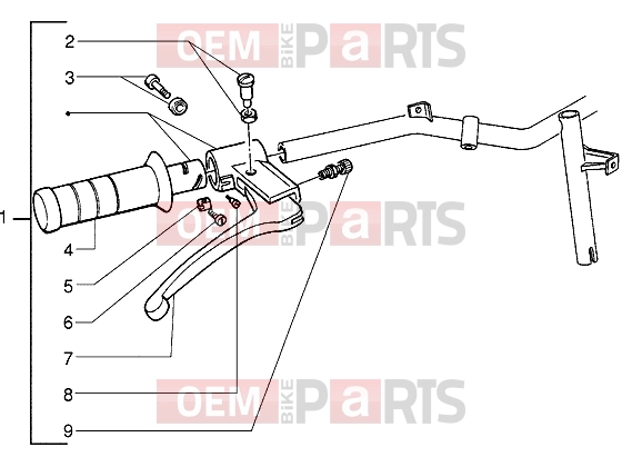 Handlebars » Handlebars component parts - Piaggio Zip 50 MY95