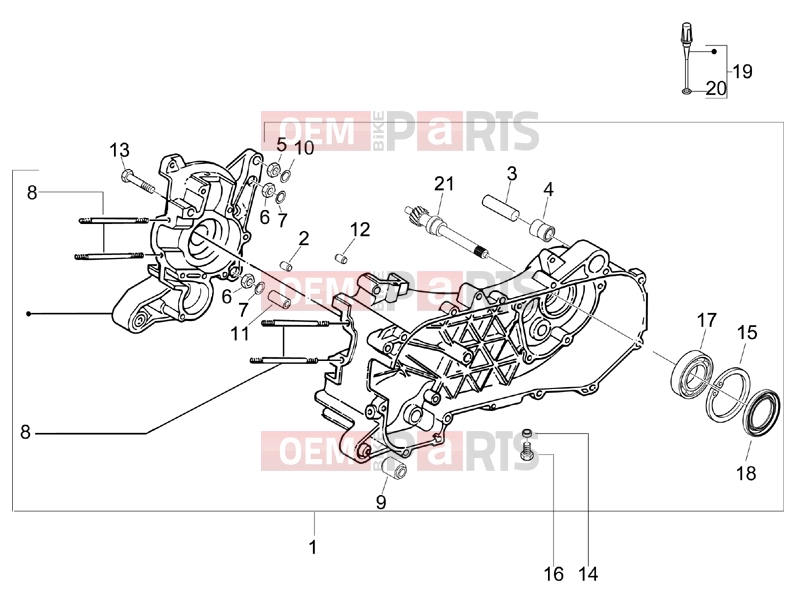 Engine » Crankcase - Derbi Sonar 50 2T 2010