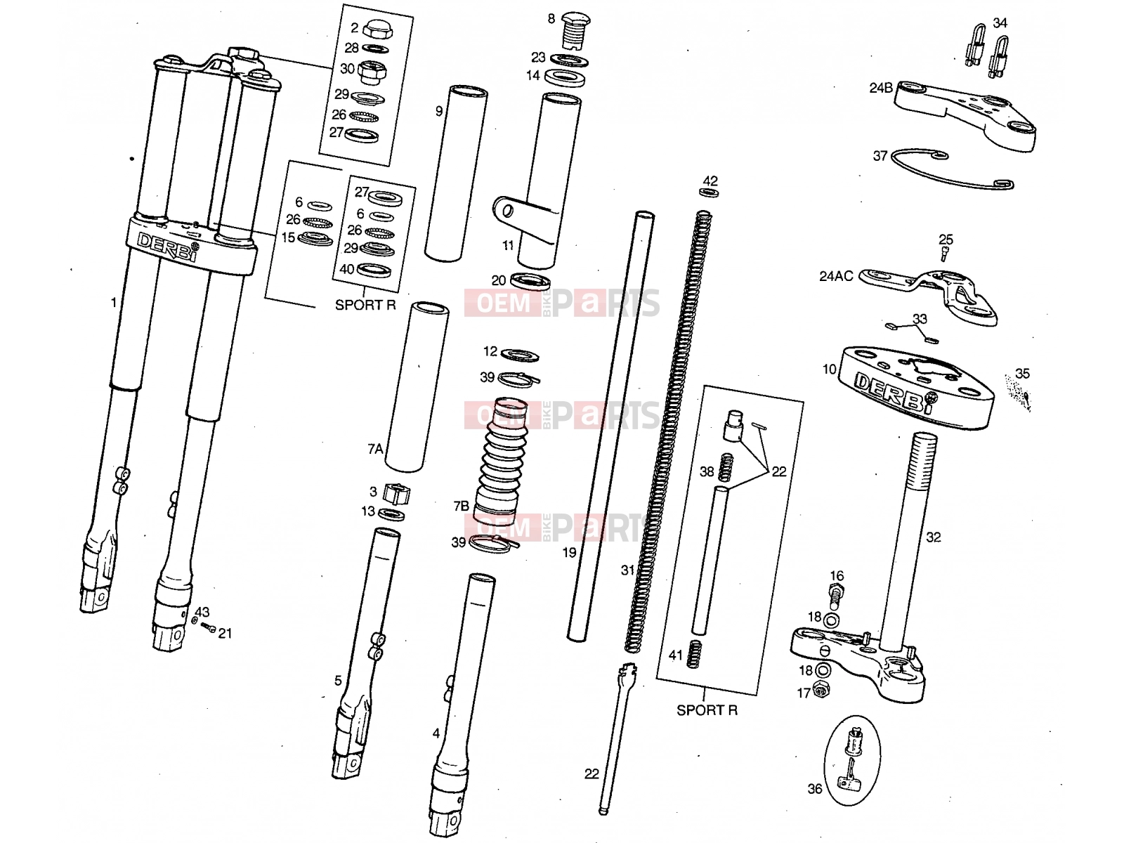 Tables » Front fork - Derbi Variant Start-Stop 50 1999