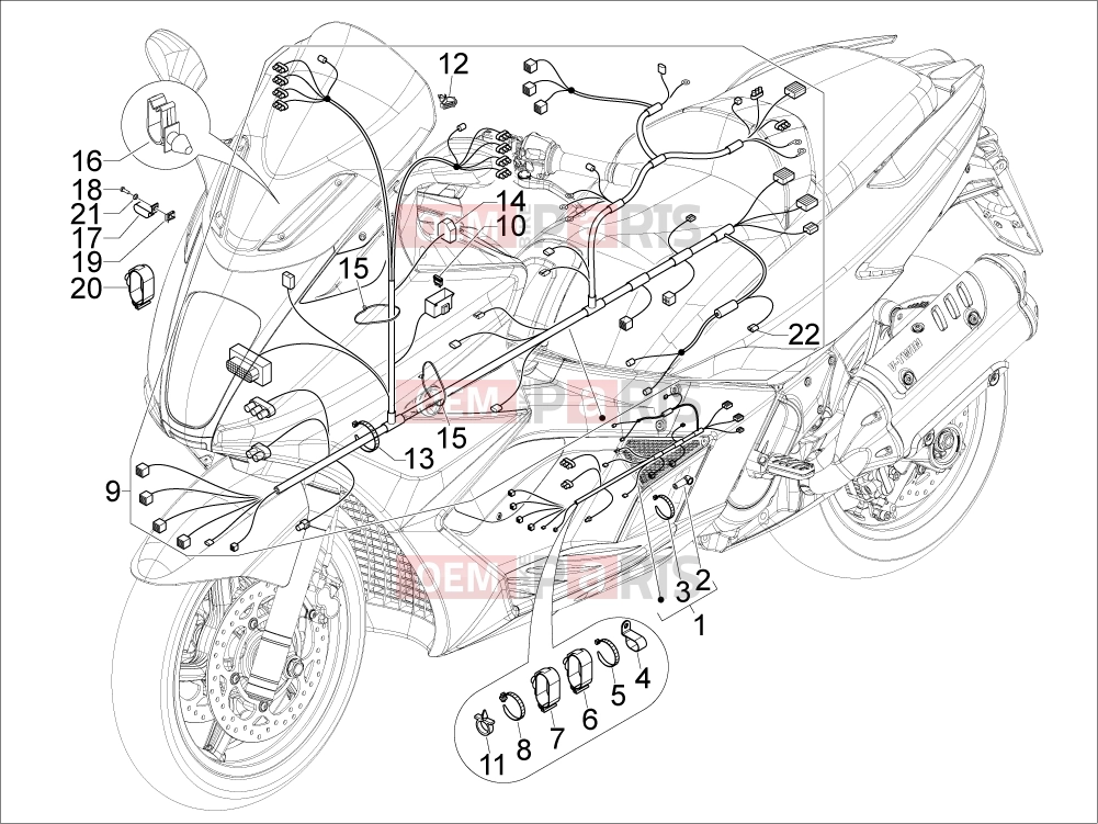 Electrical system » Main cable harness - Gilera GP 800 2011