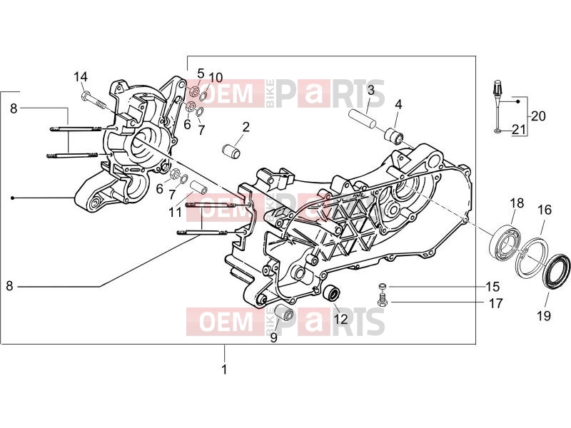 gilera 2009 Runner 50 SP Engine » Crankcase