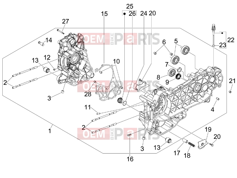 Engine » Crankcase - Piaggio MP3 125 ie 2008-2011 (EMEA)