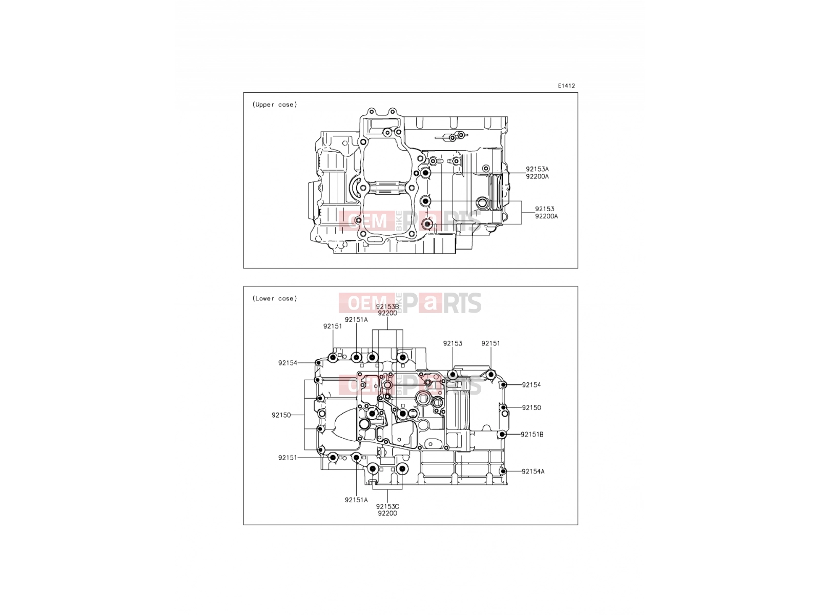 Crankcase Bolt Pattern - Kawasaki ER-6f ABS (EX650FCF) 2012