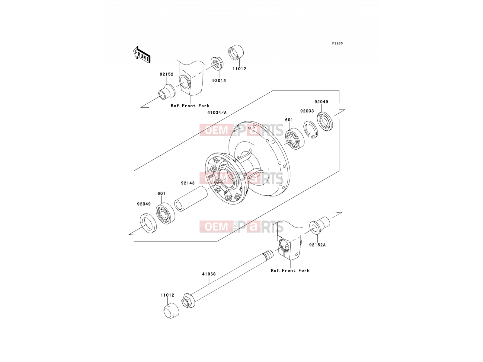 Front Hub - Kawasaki W800 (EJ800ACF) 2012