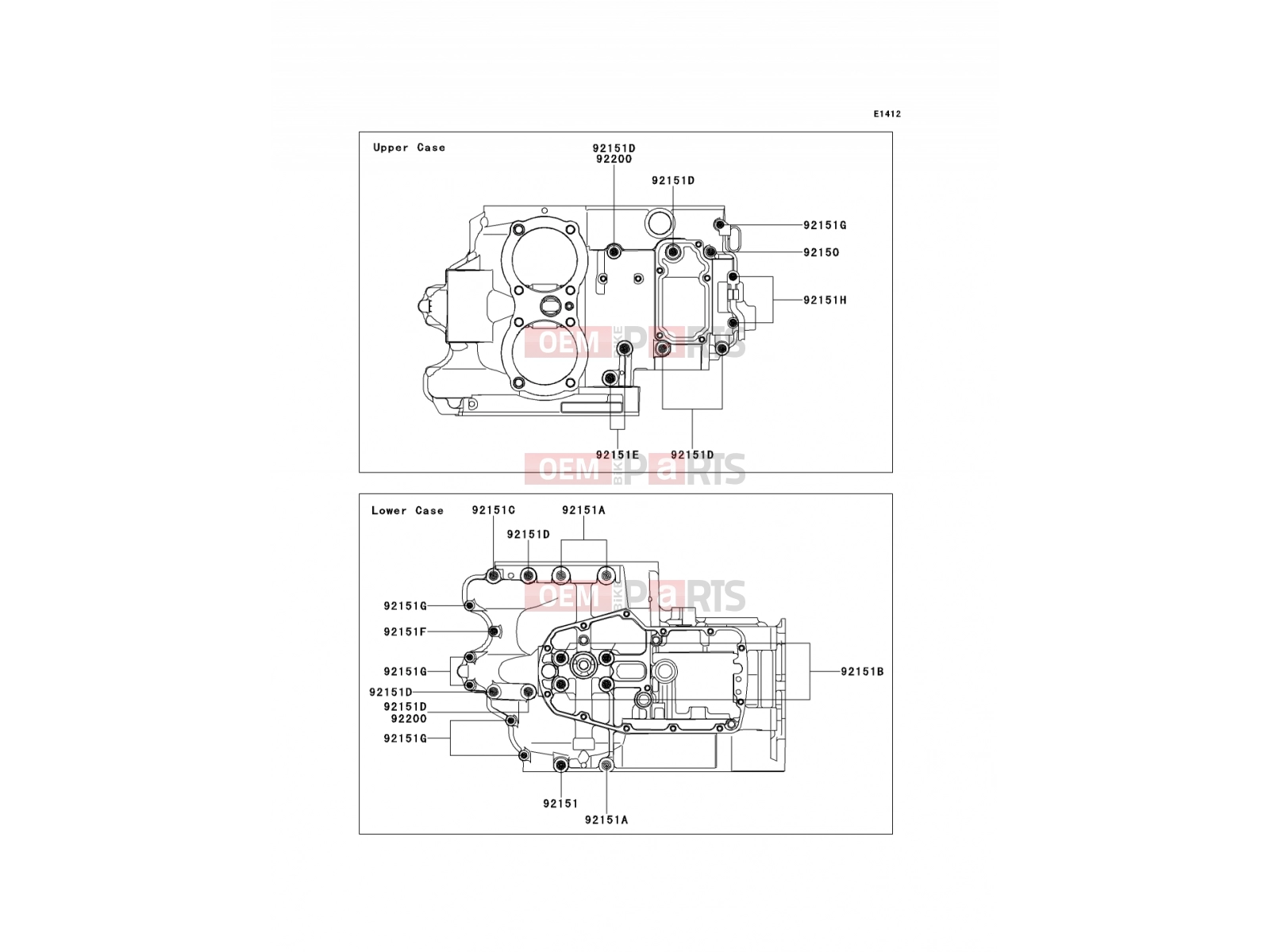 Crankcase Bolt Pattern - Kawasaki W800 (EJ800AEF) 2014