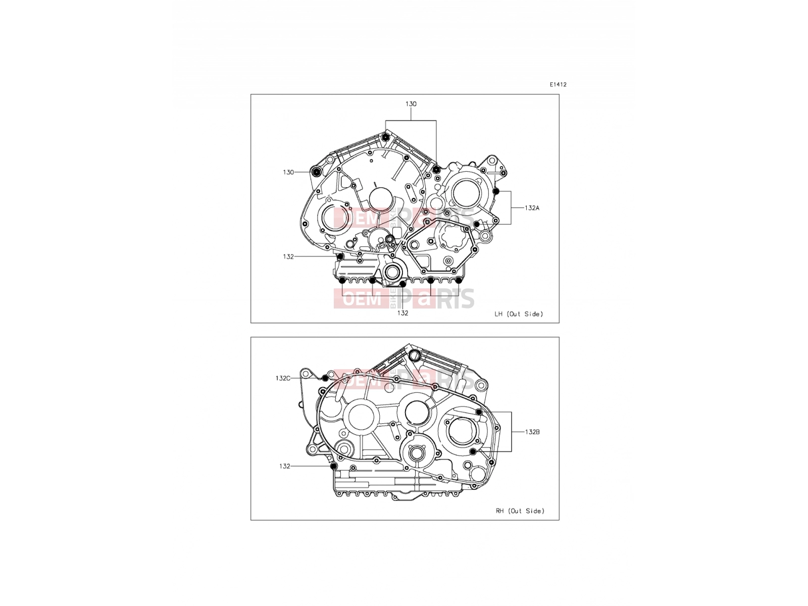 KAWASAKI 2015 Crankcase Bolt Pattern