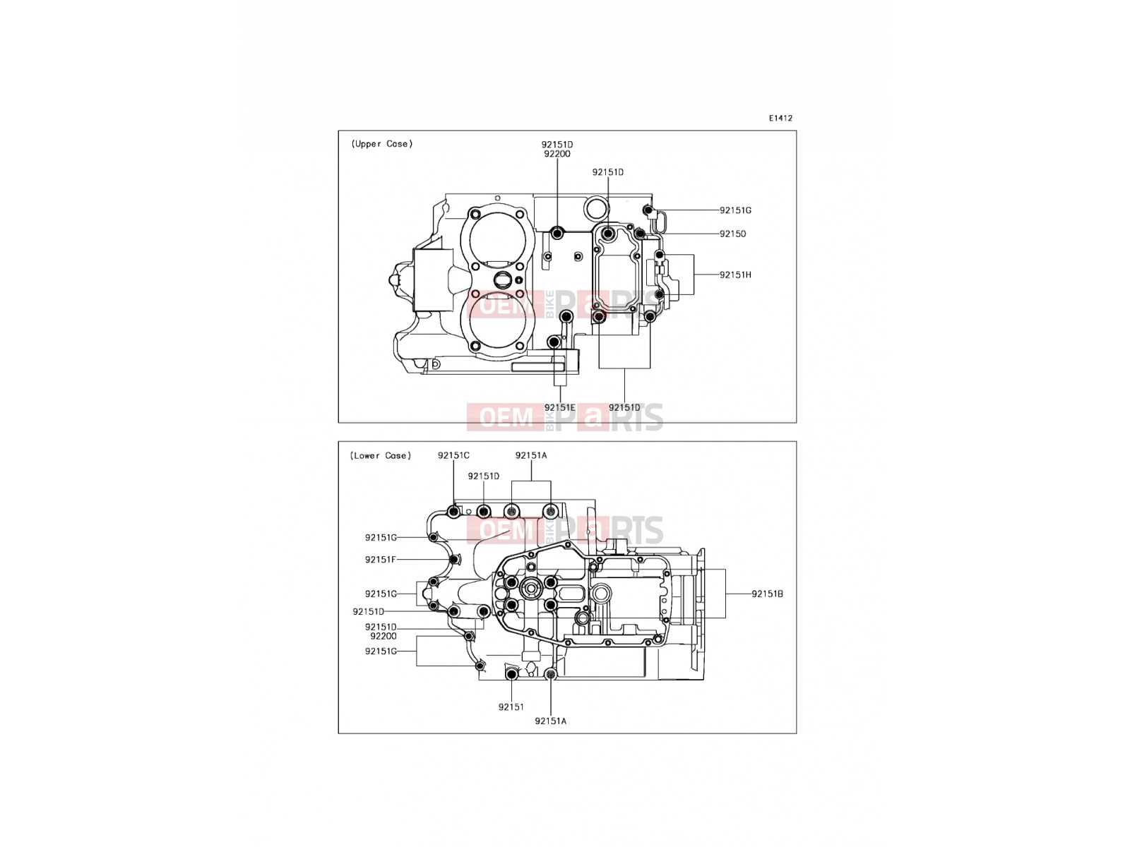 Crankcase Bolt Pattern - Kawasaki W800 (EJ800AFFA) 2015