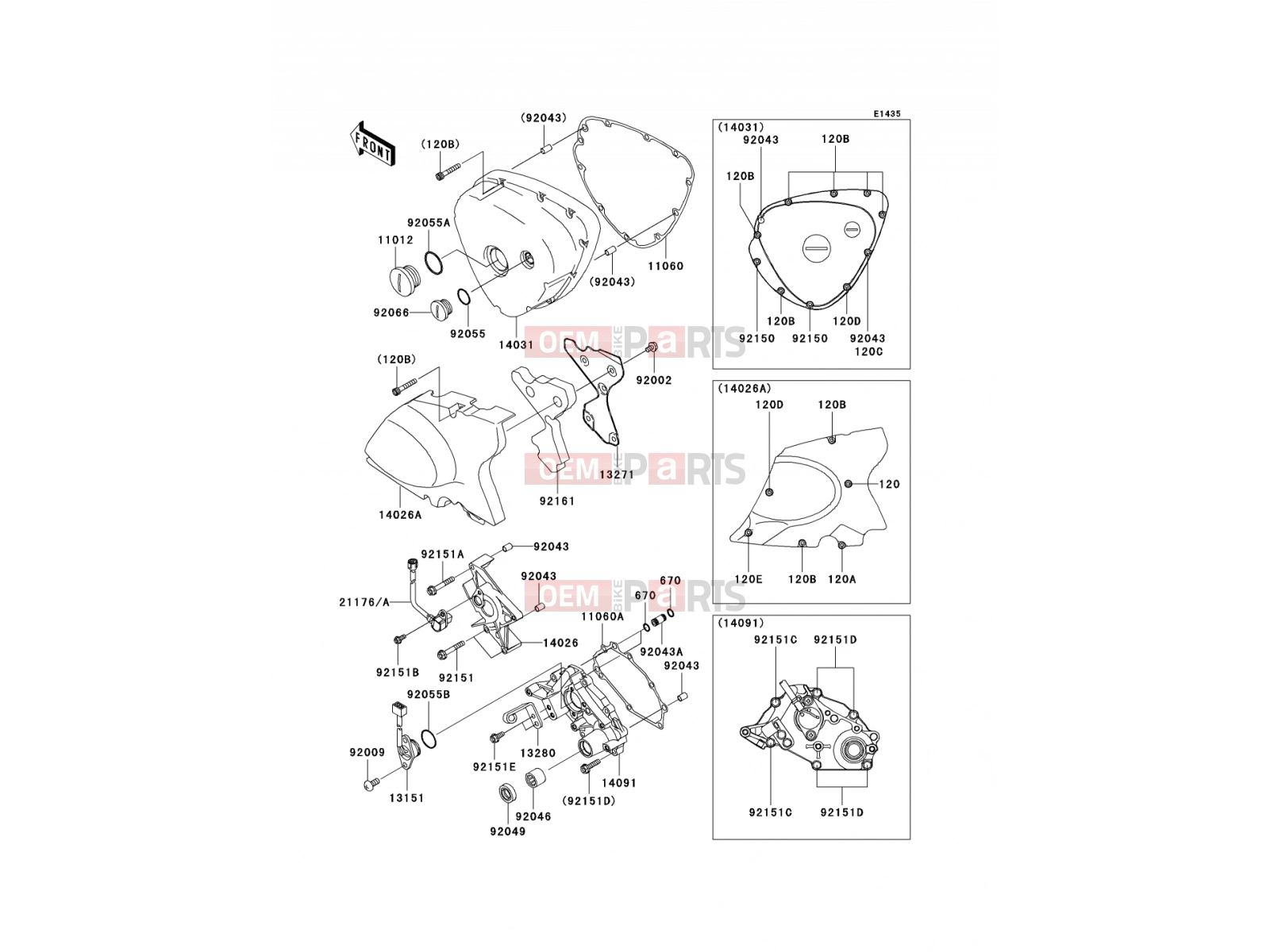 Left Engine Cover(s) - Kawasaki W650 (EJ650-C6P) 2004