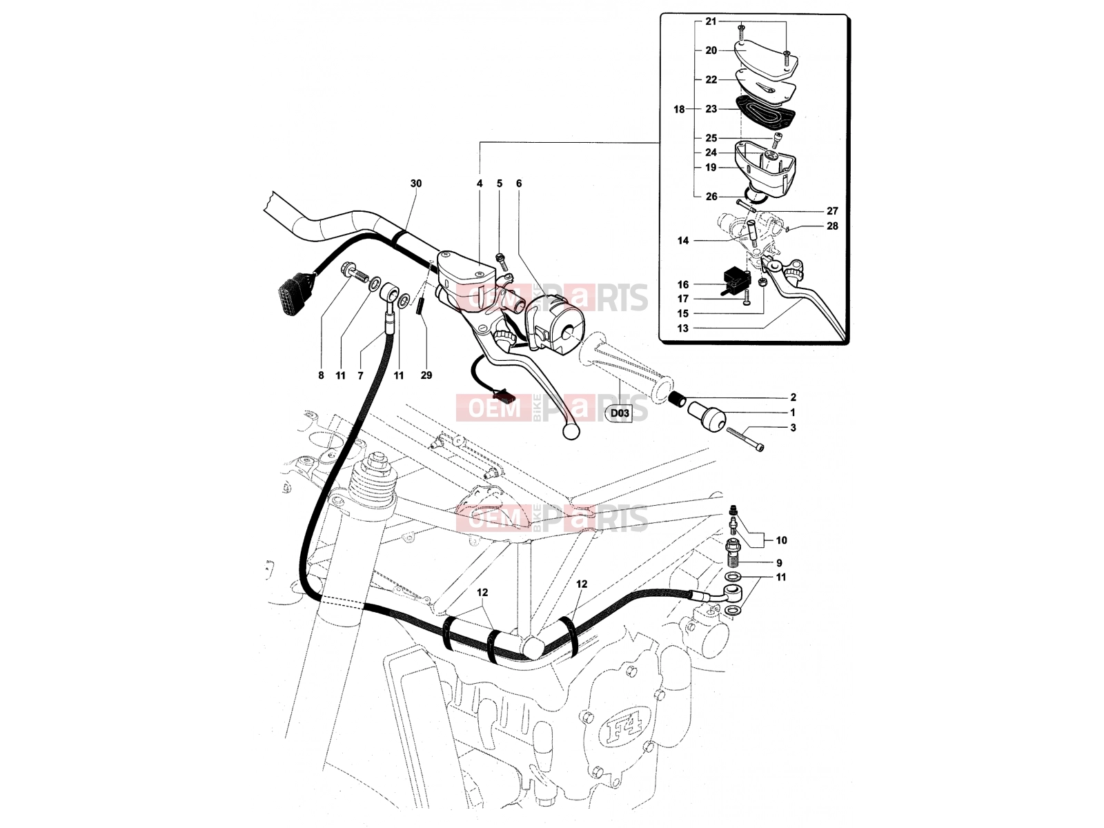 MV Agusta Brutale 910 R Handlebar Assembly Left