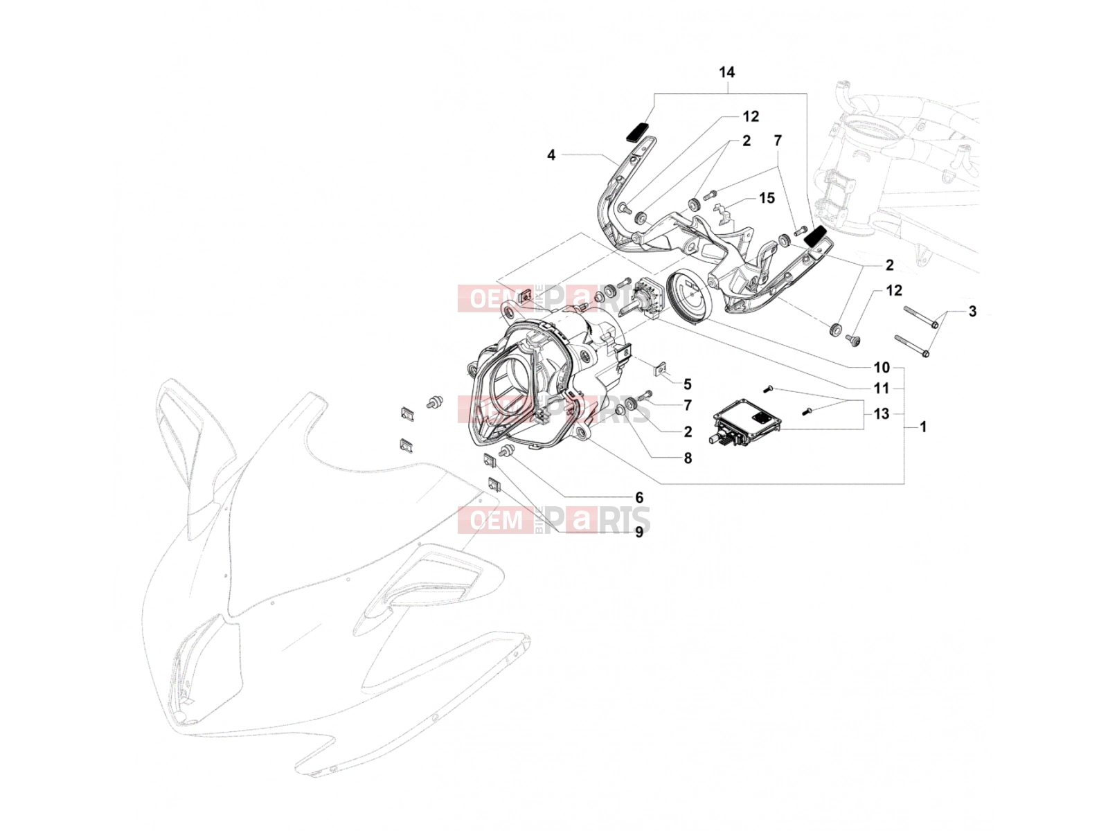 MV Agusta 2016 F4 RC Headlight Components