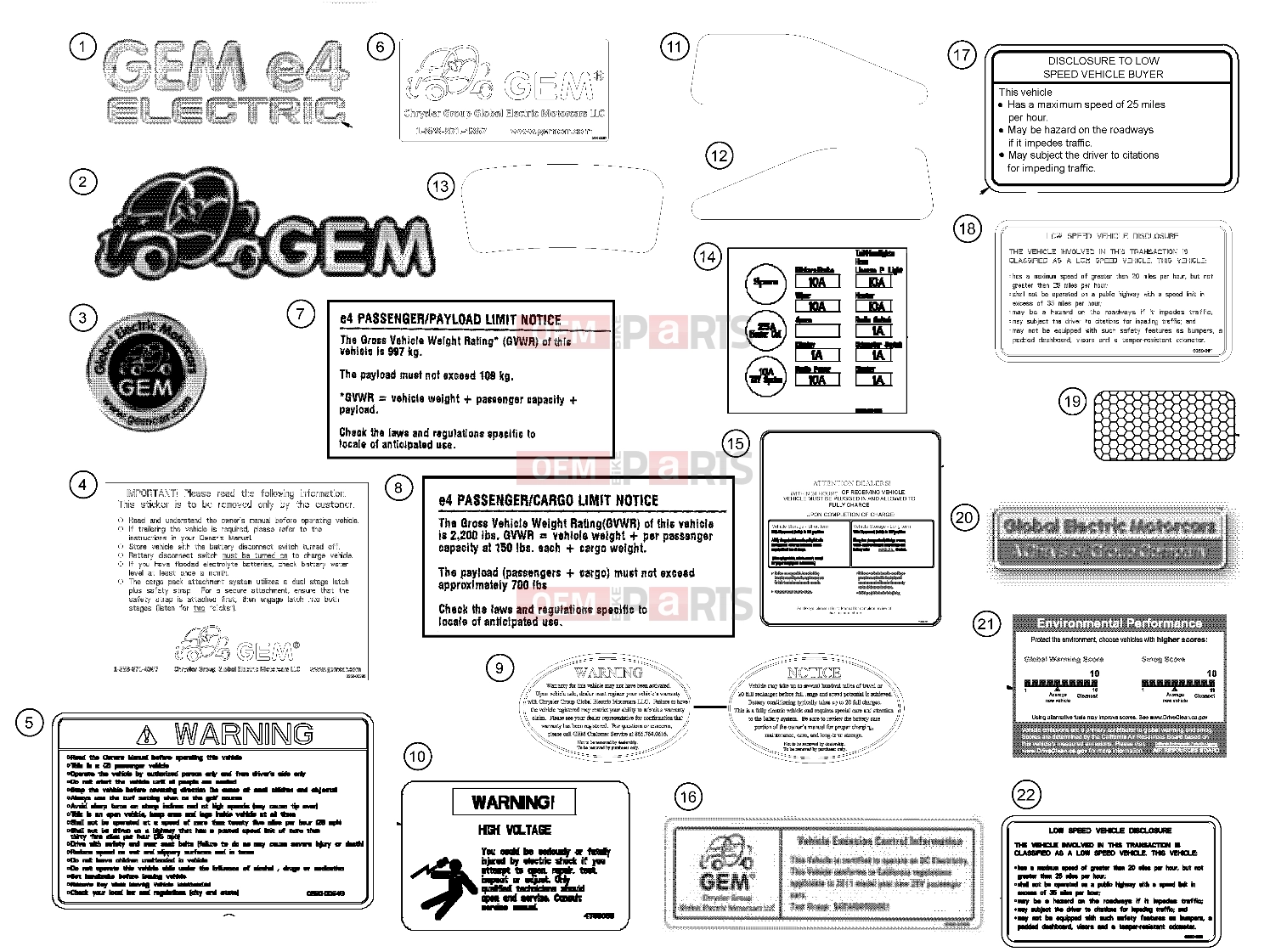 Polaris 2009 LEV GEM - E2/E4/E6/ES/EL/ELXD DECALS | DECALS, 2011 - e4 (49GEMDECALS11DECALSE4)