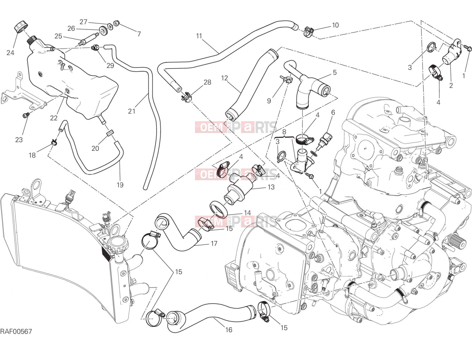 DUCATI 2017 Monster 821 COOLING SYSTEM [MOD:M 821]