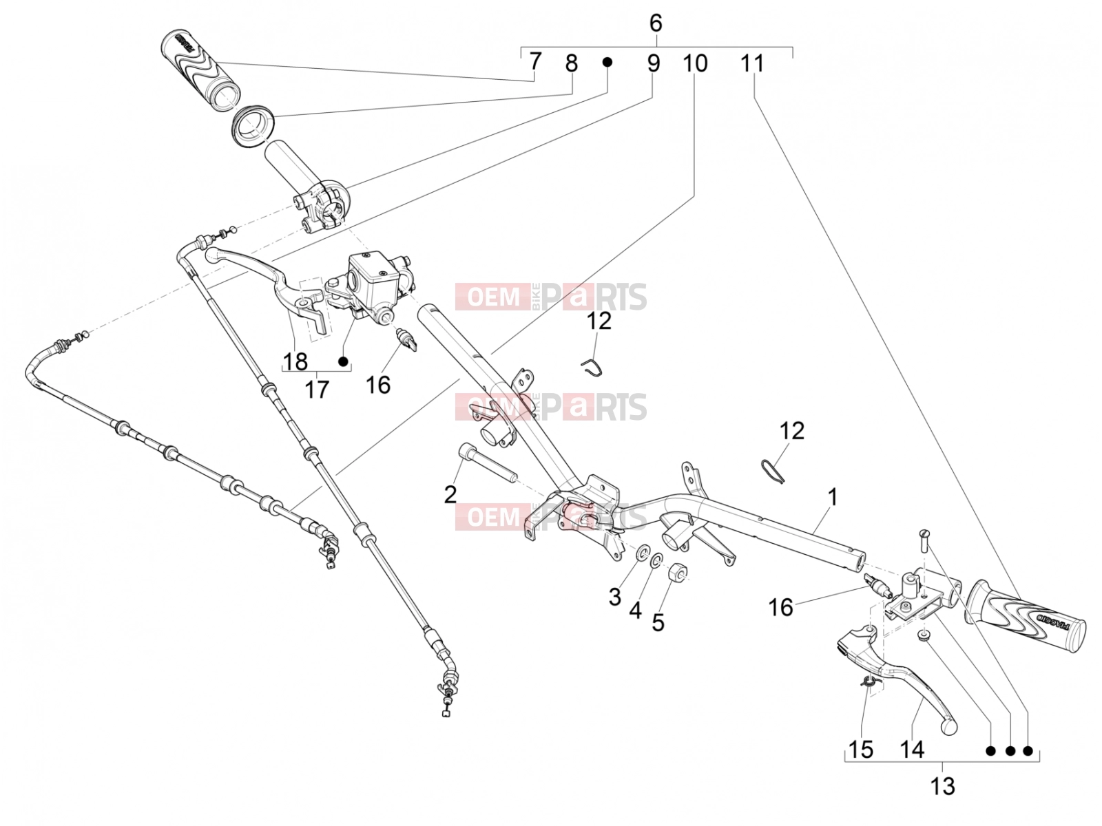 Handlebars/Steering » Handlebars - Master cil. - Piaggio Liberty 150 2021
