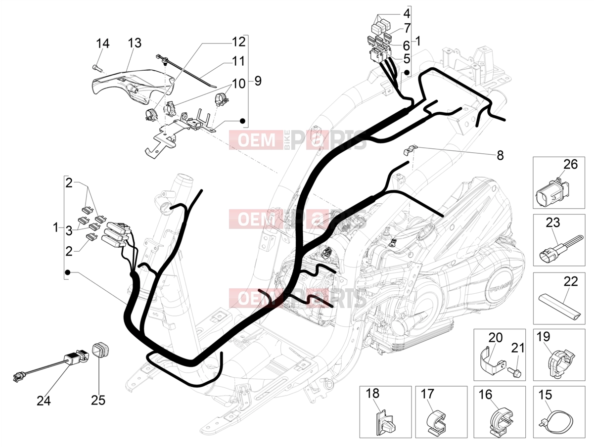 Electrical system » Main cable harness - Piaggio Liberty 150 2021