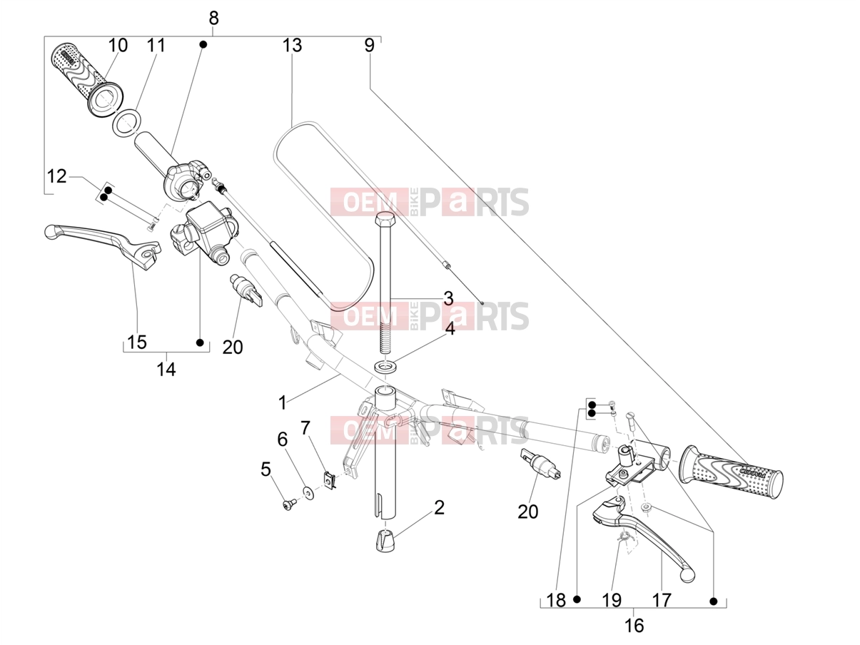 Handlebars/Steering » Handlebars - Master cil. - Piaggio Zip 50 4T 2020