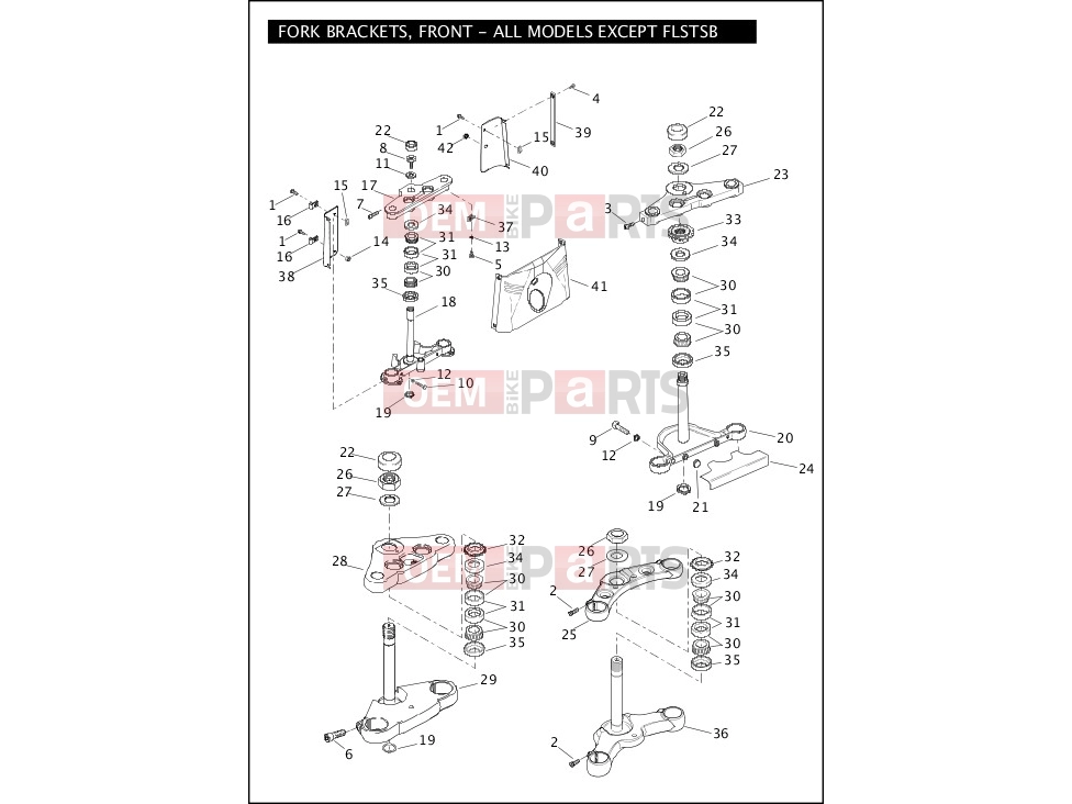 Harley-Davidson 2011 SOFTAIL SOFTAIL STANDARD  - FXST FORK BRACKETS, FRONT - ALL EXCEPT FLSTSB