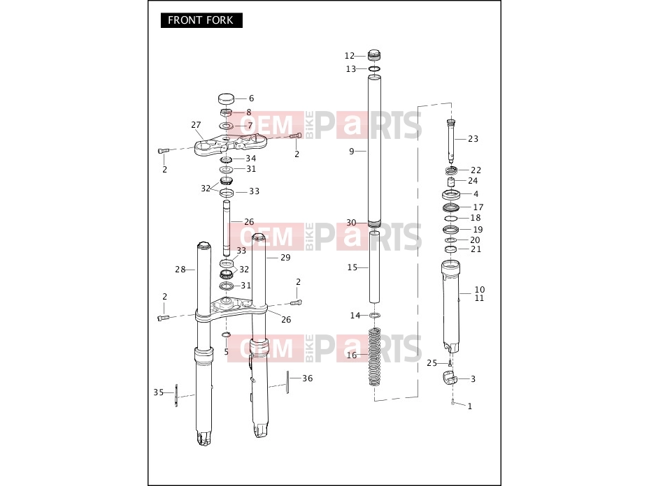FRONT FORK - Harley-Davidson VRSCAW W/ABS - VRSCAWA 105 2008
