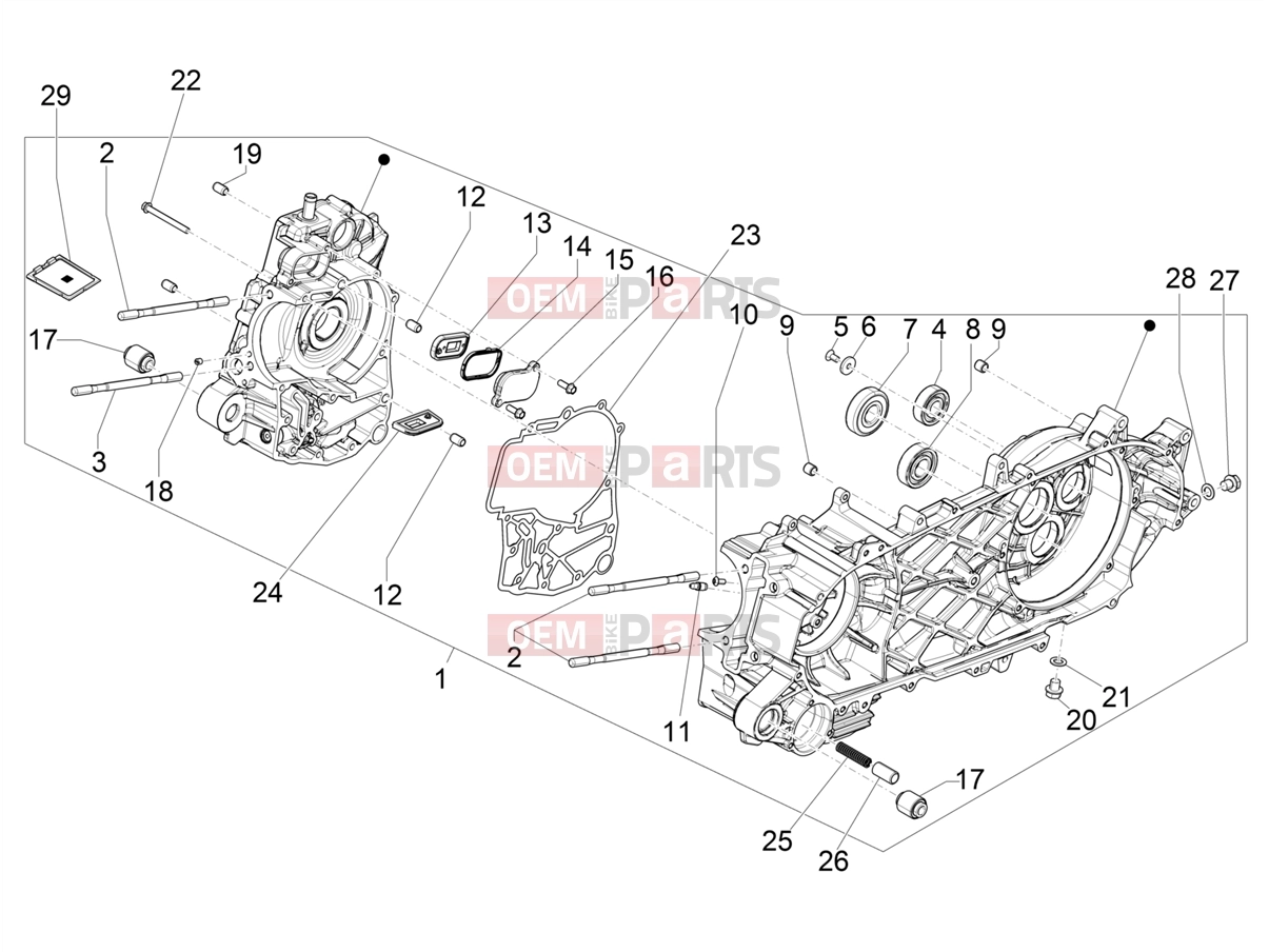 Engine » CRANKCASE - Piaggio BV 400 Deep Black E5 (CA, USA) 2023